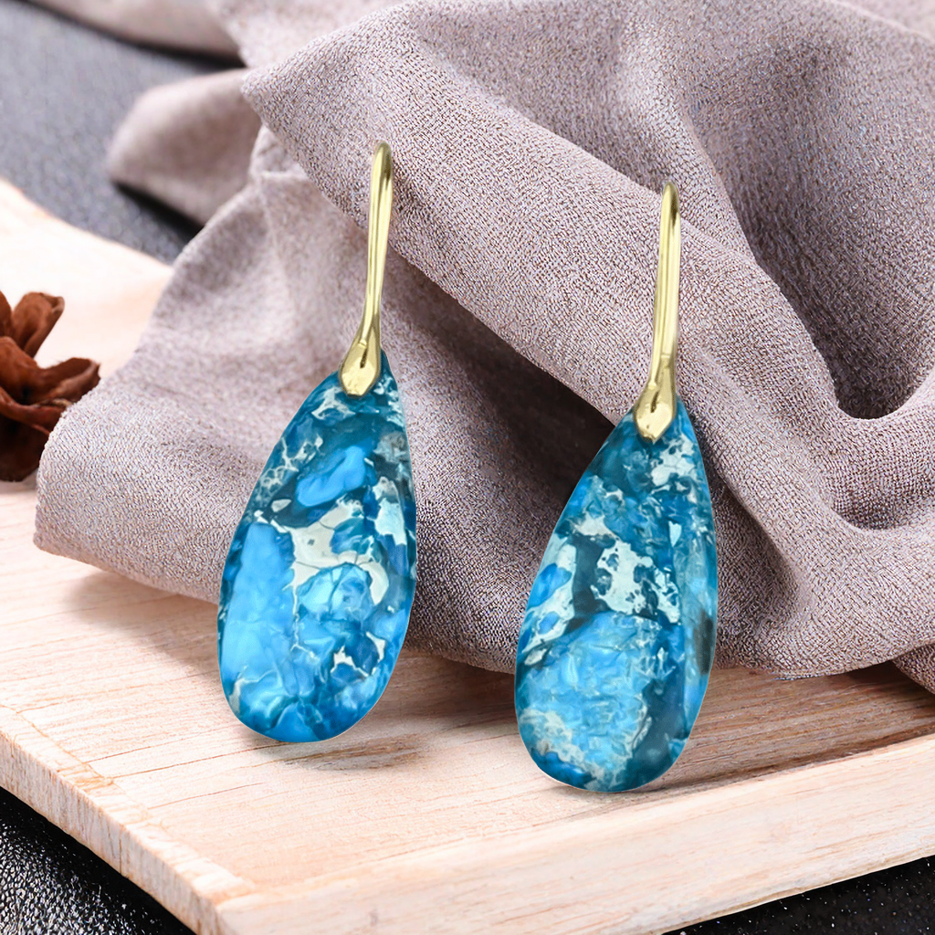 Natural stone emperor stone earrings colorful high-grade vintage drop-shaped earrings