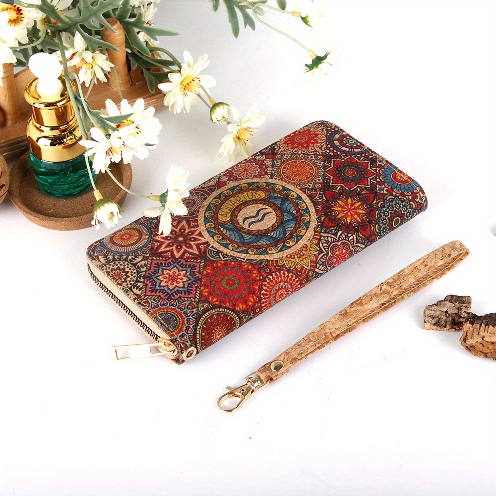 Astro collection by Alida - Long cork wallet with motif of ancient zodiac signs