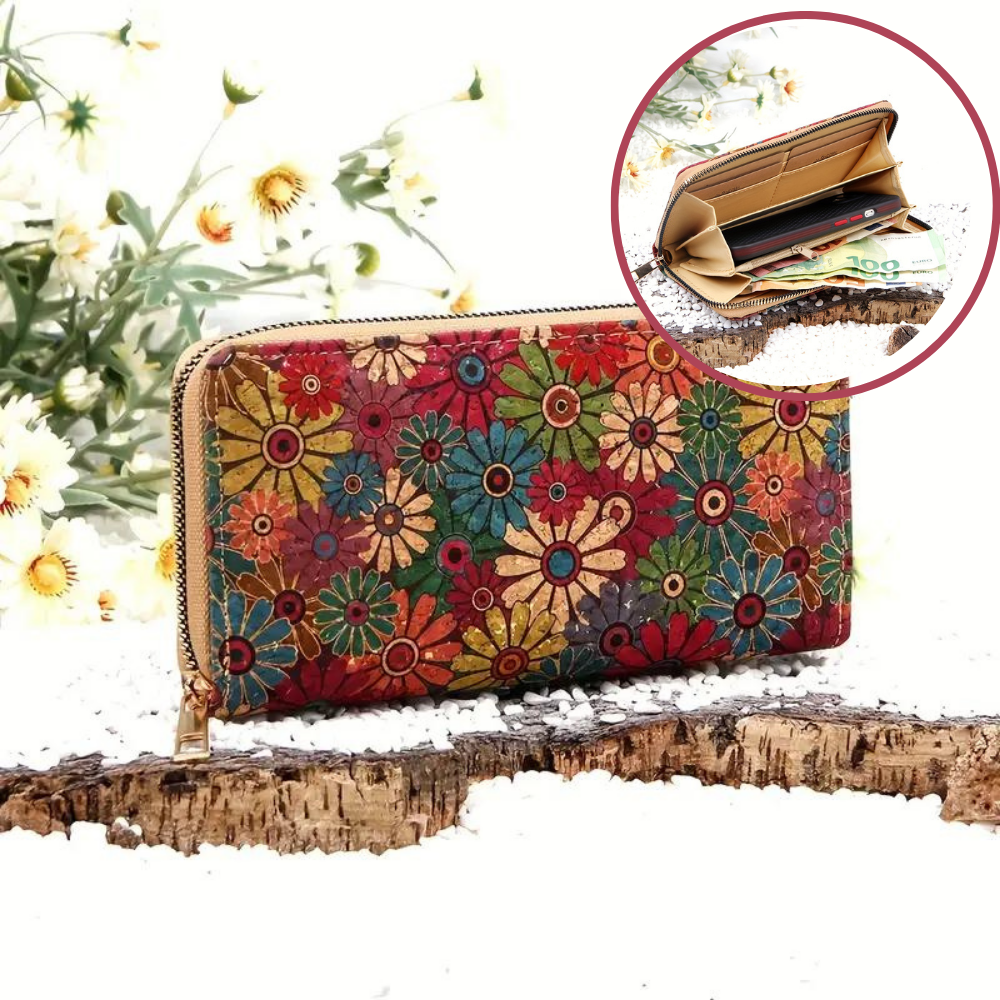 Rose Collection: long boho style cork wallet