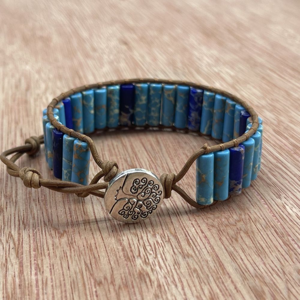 Lio Bracelet - Imperial Jasper and Vegan Leather