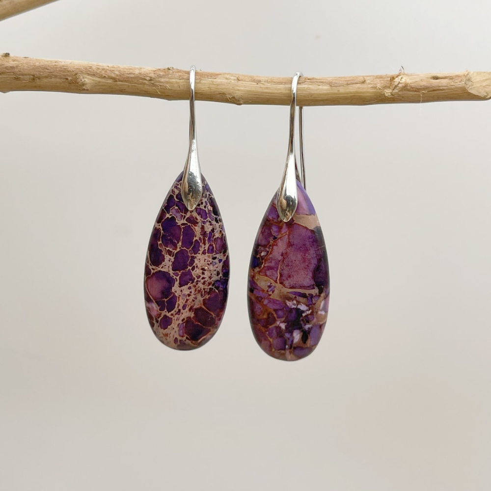 Liv earrings - Natural purple marine sedimentary stones