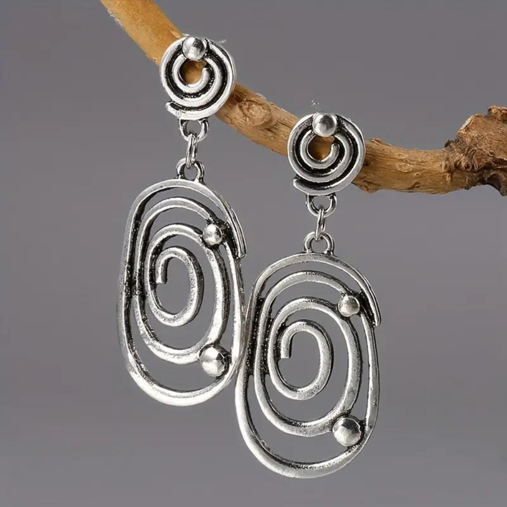 Baan Jantje earrings - silver-plated zinc alloy spiral