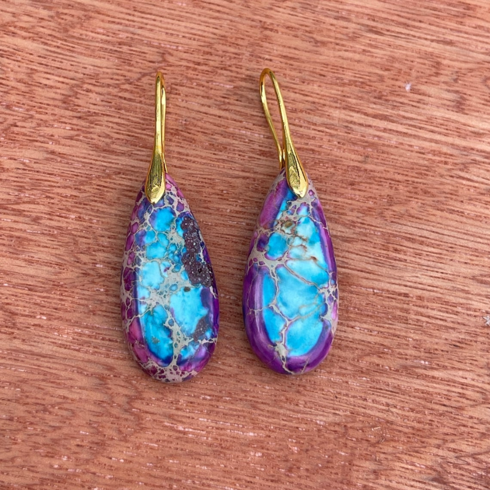 Nova earrings - Pendants in gold and natural stones