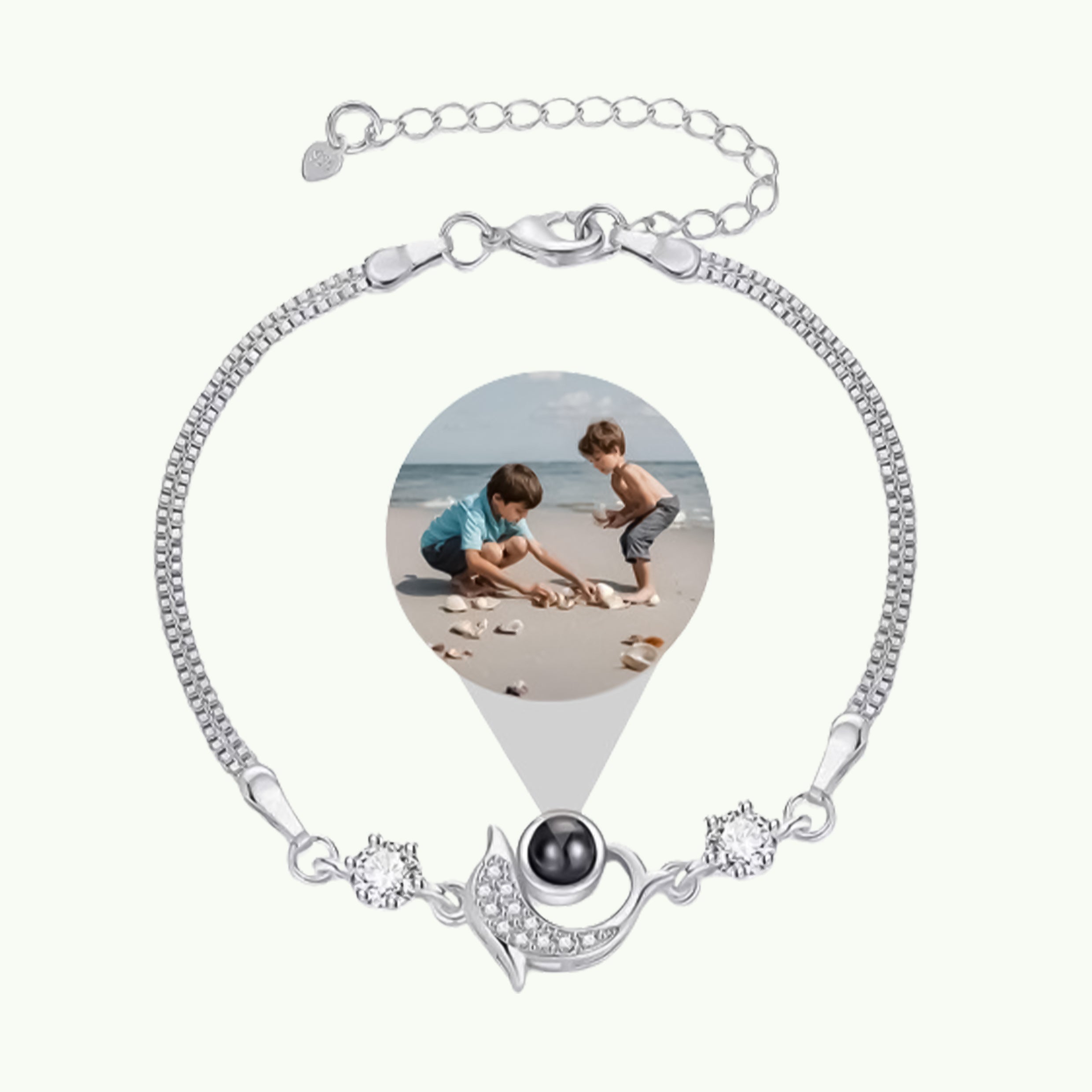 Delphin Foto Projektion Armband 925 Silber 