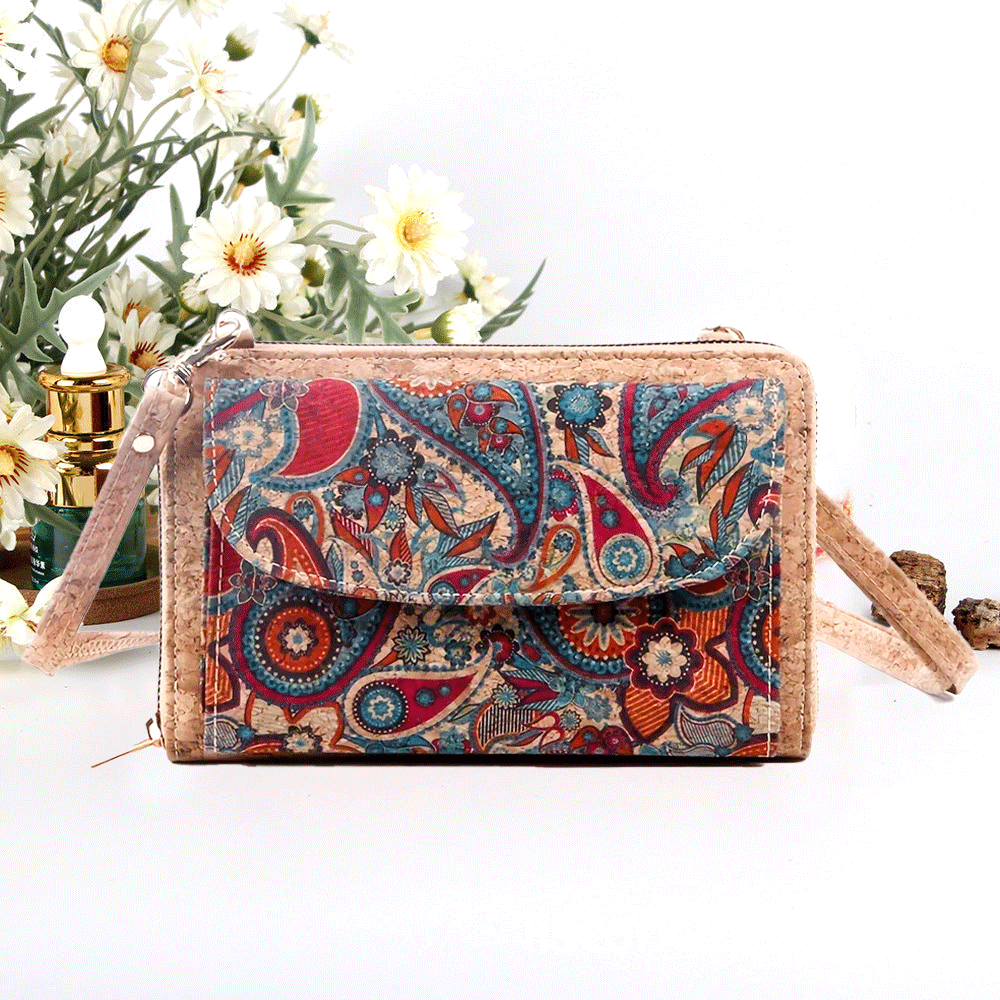 Lisanne Collection - Korktasche mit Paisley-Motiv