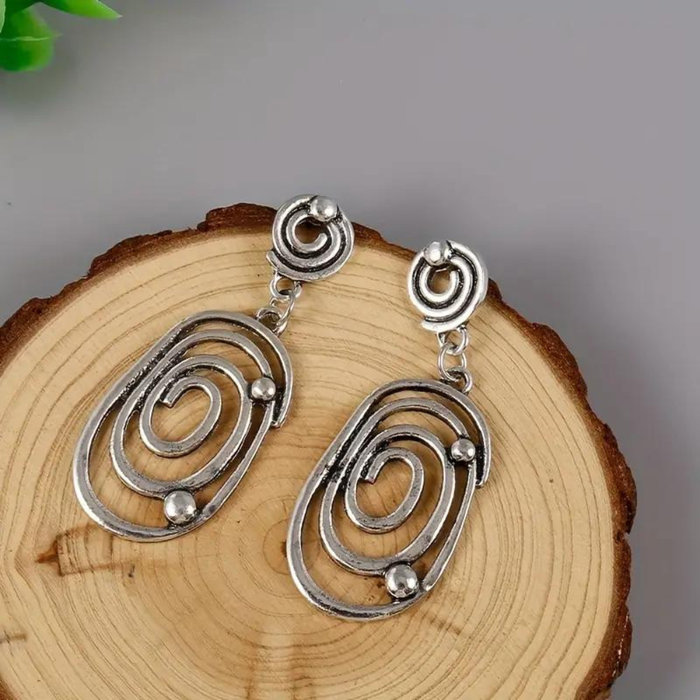 Baan Jantje earrings - silver-plated zinc alloy spiral