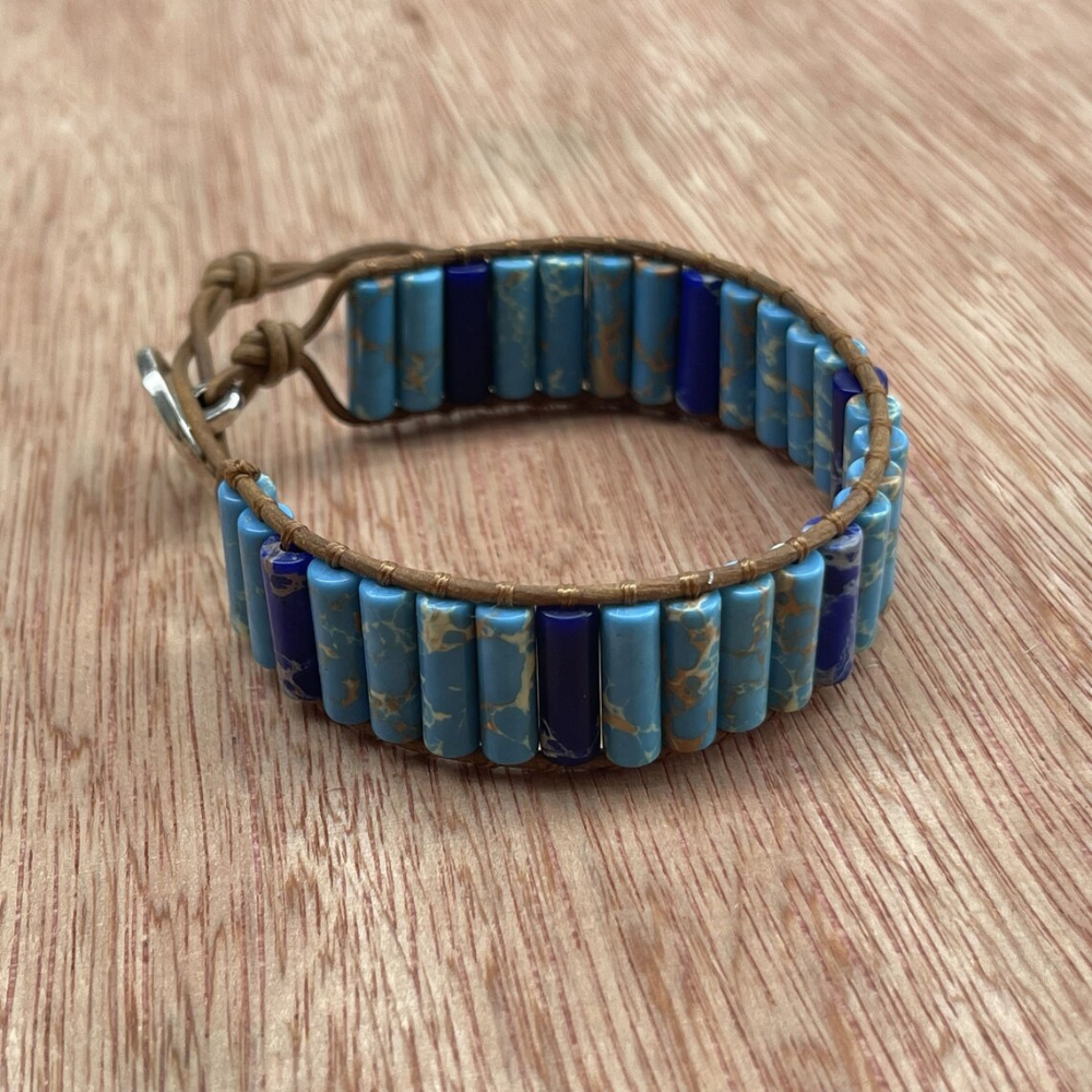 Lio Bracelet - Imperial Jasper and Vegan Leather