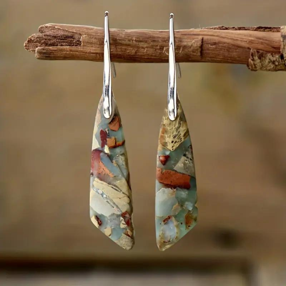 Johanna earrings - Natural imperial jasper stone