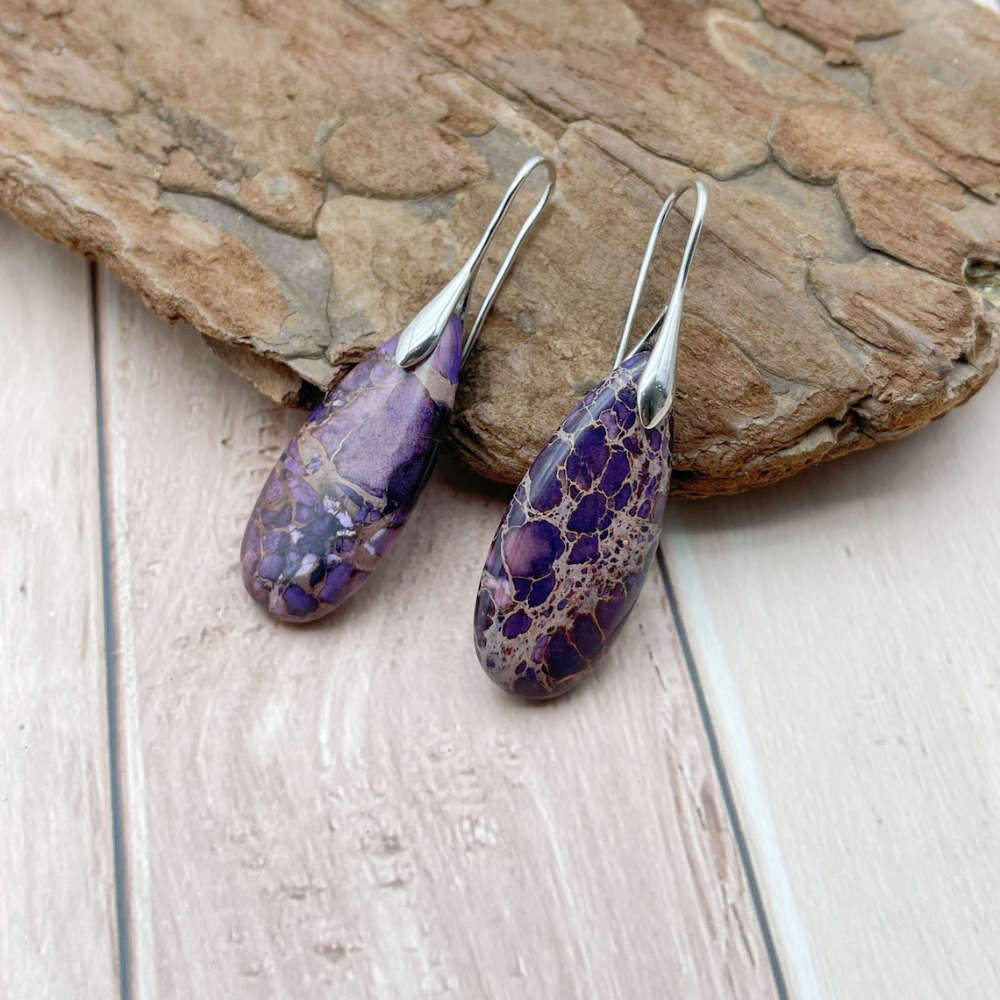 Liv earrings - Natural purple marine sedimentary stones