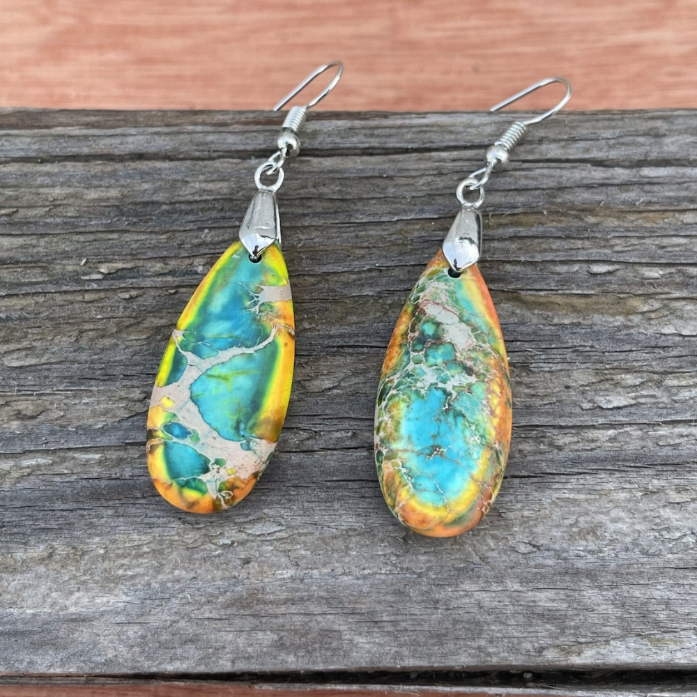 Rianne earrings - Natural orange blue jasper