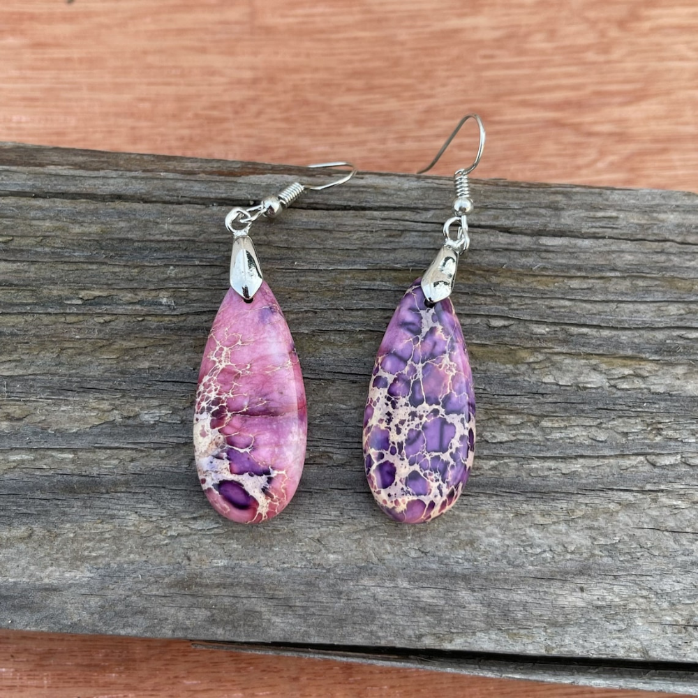 Sterre earrings - Natural purple jasper