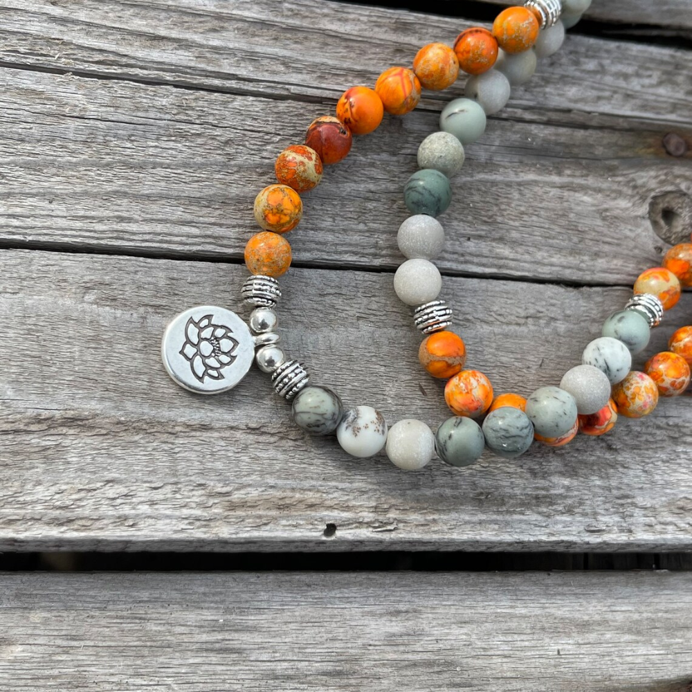 Harmonia necklace bracelet - Natural sea jasper