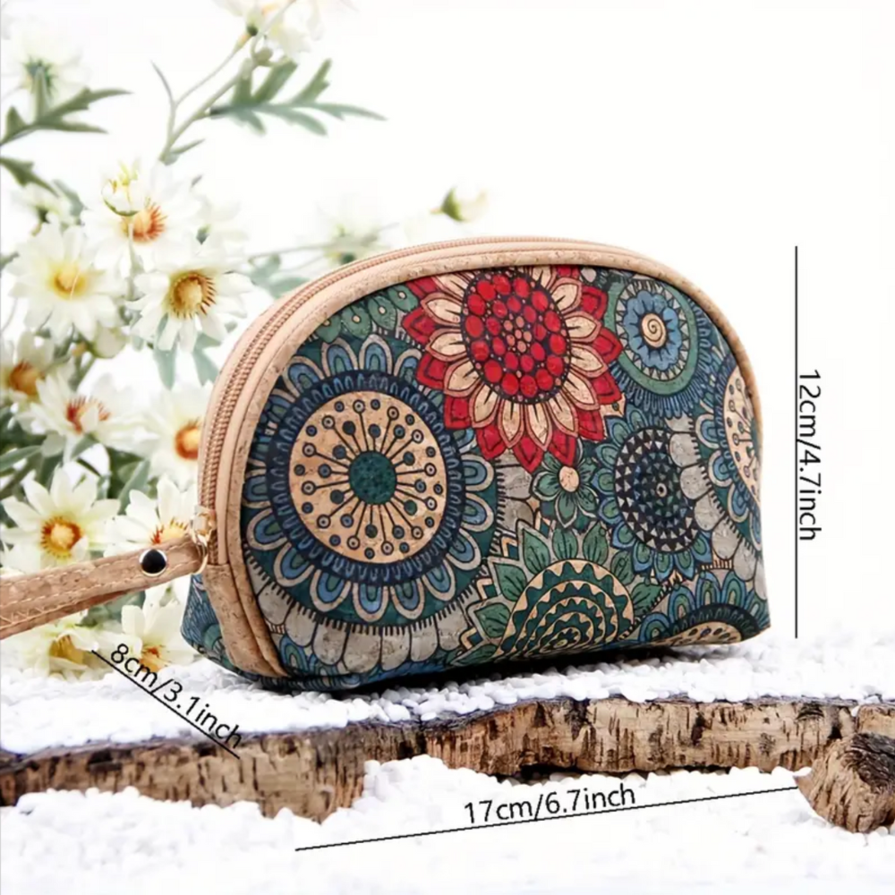 Rosalinde collection - vintage cork wallet with mandala print