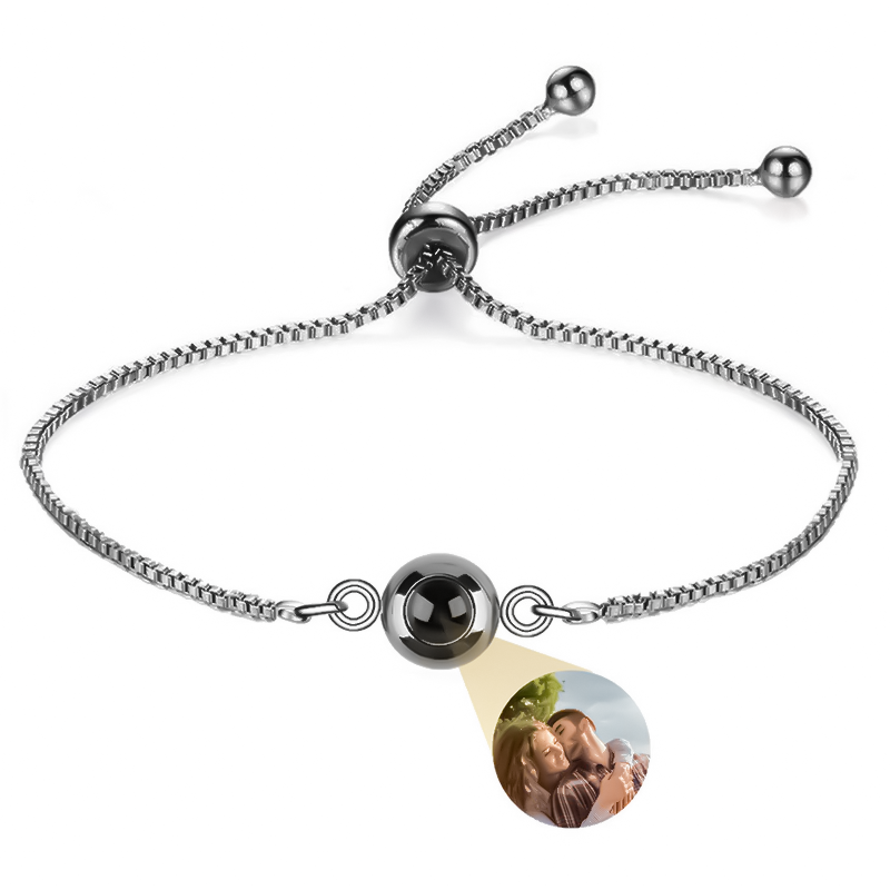 Stainless steel box chain photo projection bracelet