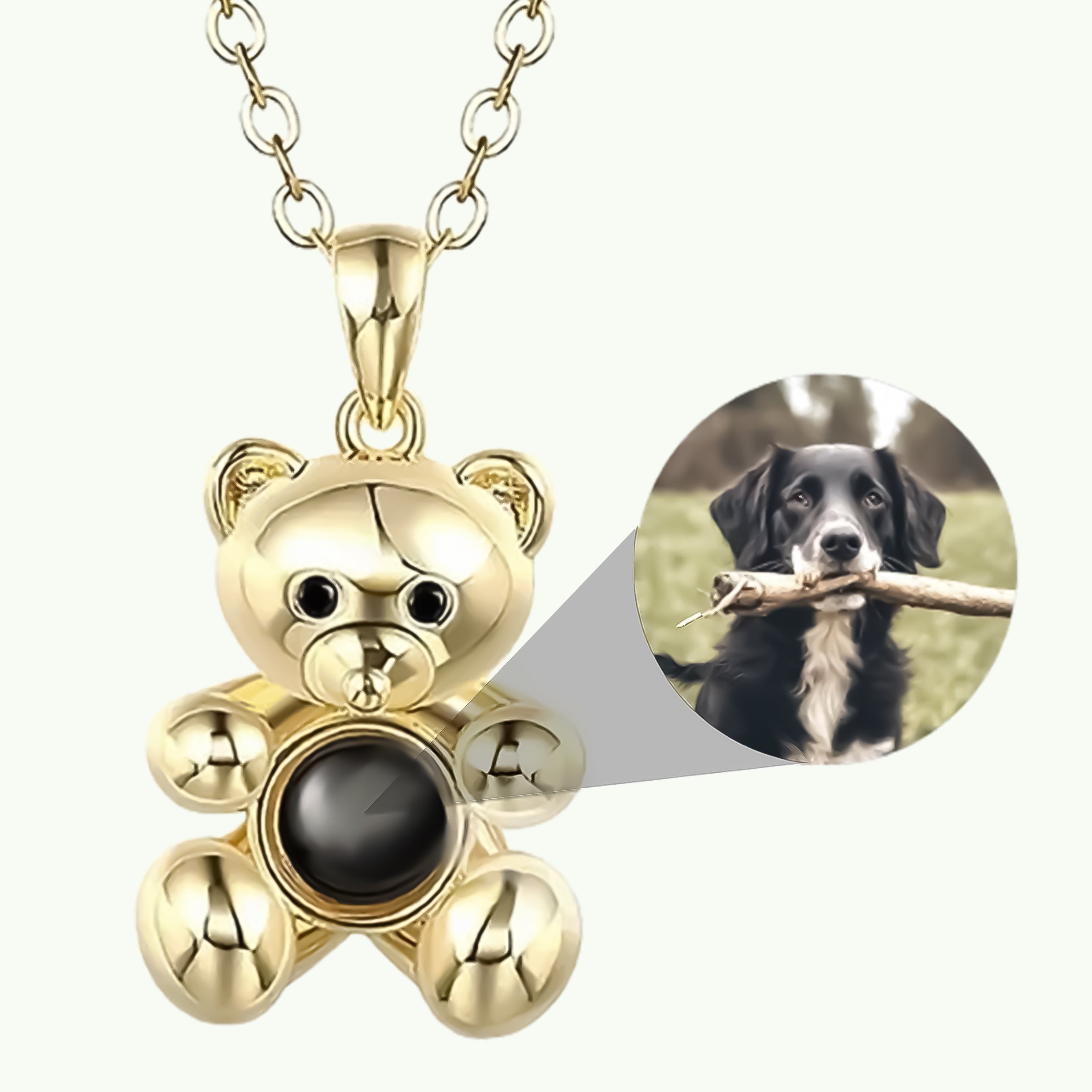 Teddy bear photo projection necklace with your photo