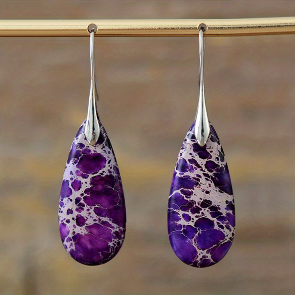 Bohemian natural stone sub-imperial stone drop earrings