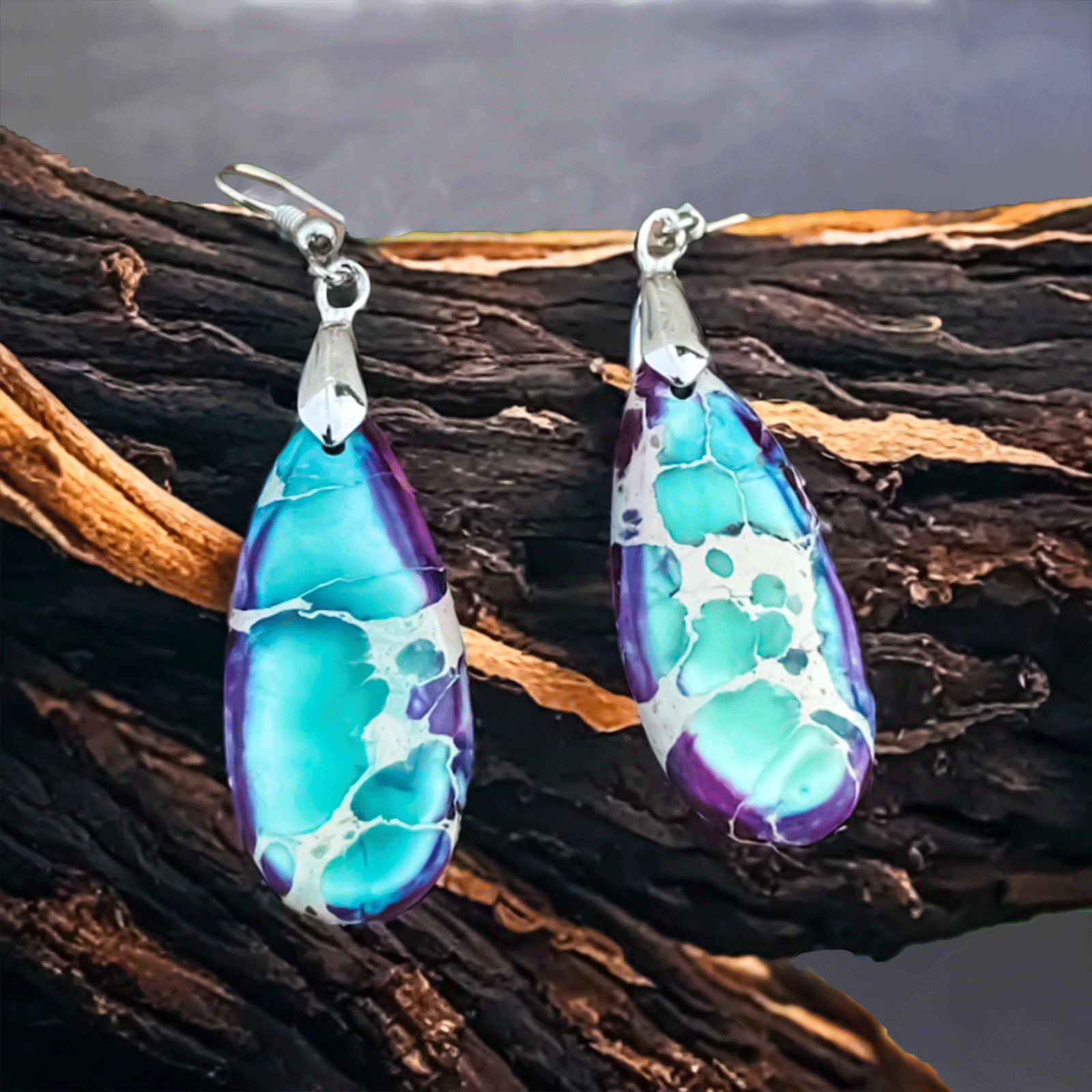 Colorful Emperor Stone Earrings Retro Style Drop Shape Earrings