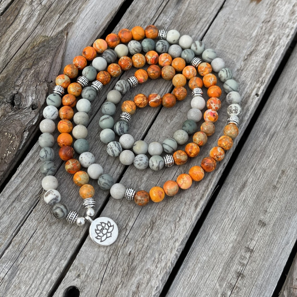 Harmonia necklace bracelet - Natural sea jasper