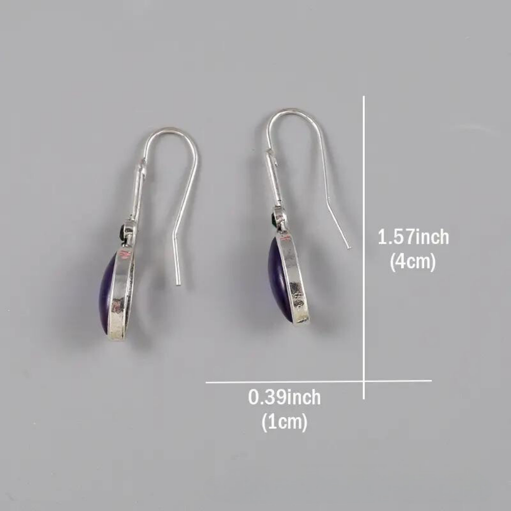 Purple retro simple inlaid gemstone drop drop earrings