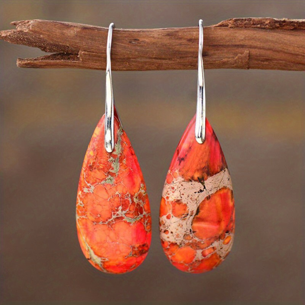 Bohemian natural stone sub-imperial stone drop earrings