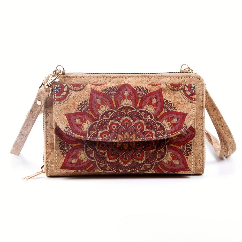 Fleur collection by Inge - cork bag with ethnic floral print