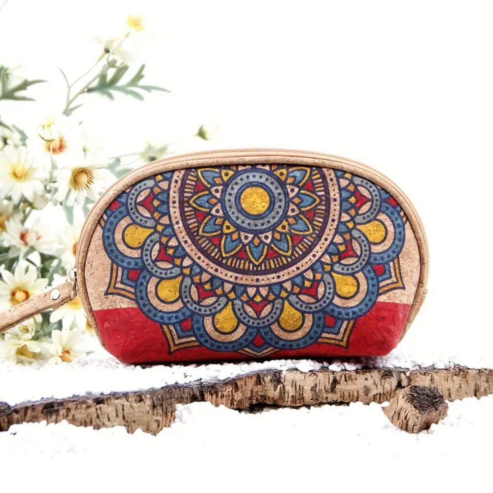 Rosalinde collection - vintage cork wallet with mandala print