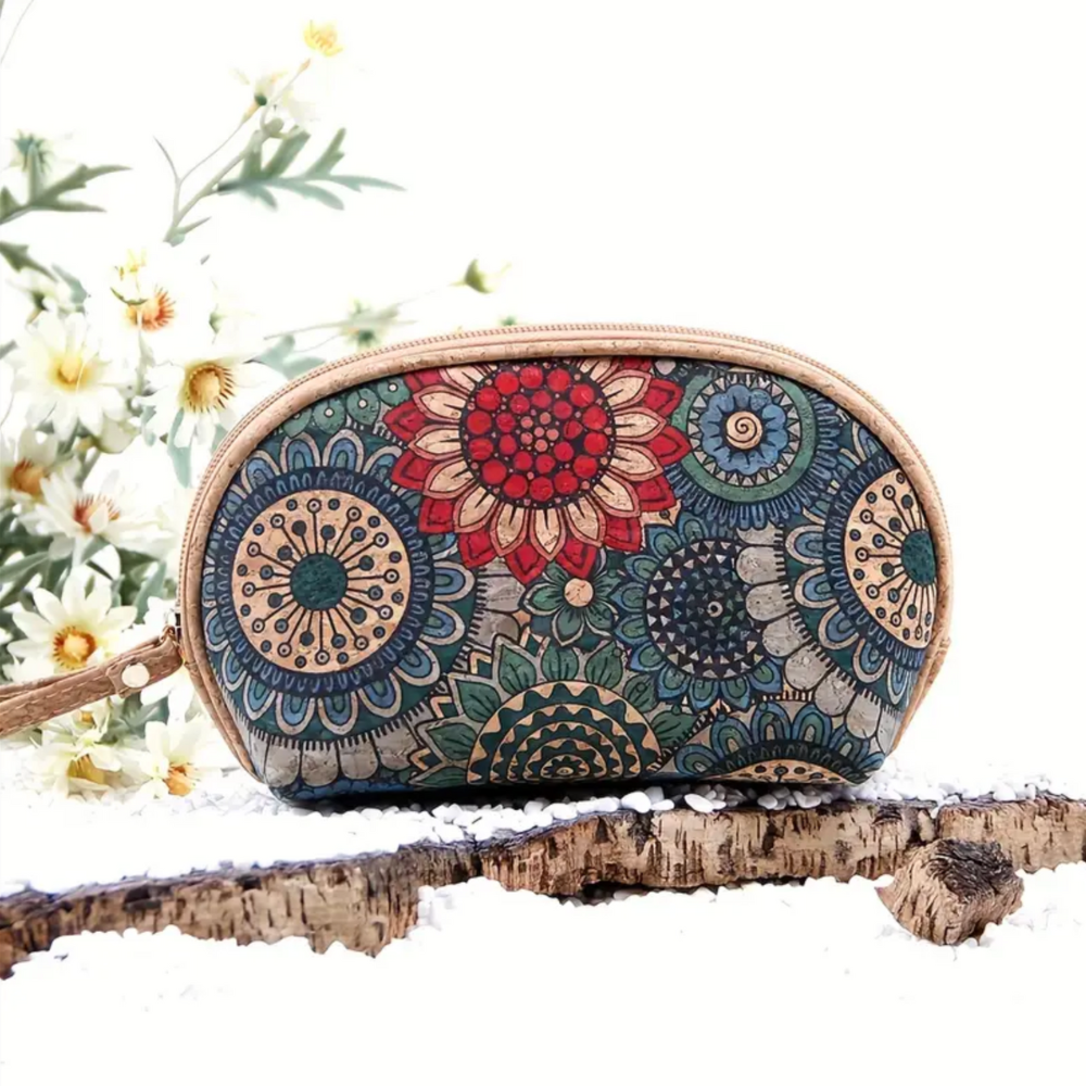 Rosalinde collection - vintage cork wallet with mandala print