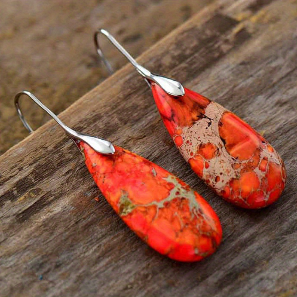 Bohemian natural stone sub-imperial stone drop earrings