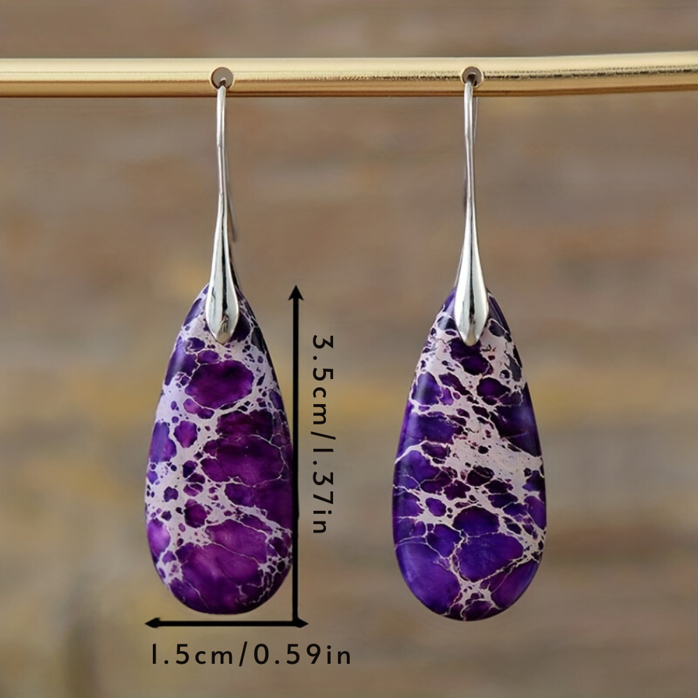 Bohemian natural stone sub-imperial stone drop earrings