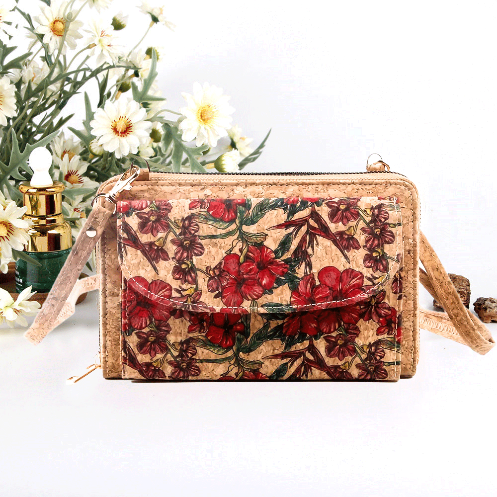 Fleur collection by Inge - cork bag with ethnic floral print