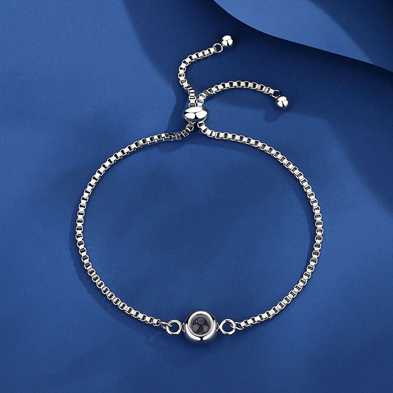 Stainless steel box chain photo projection bracelet