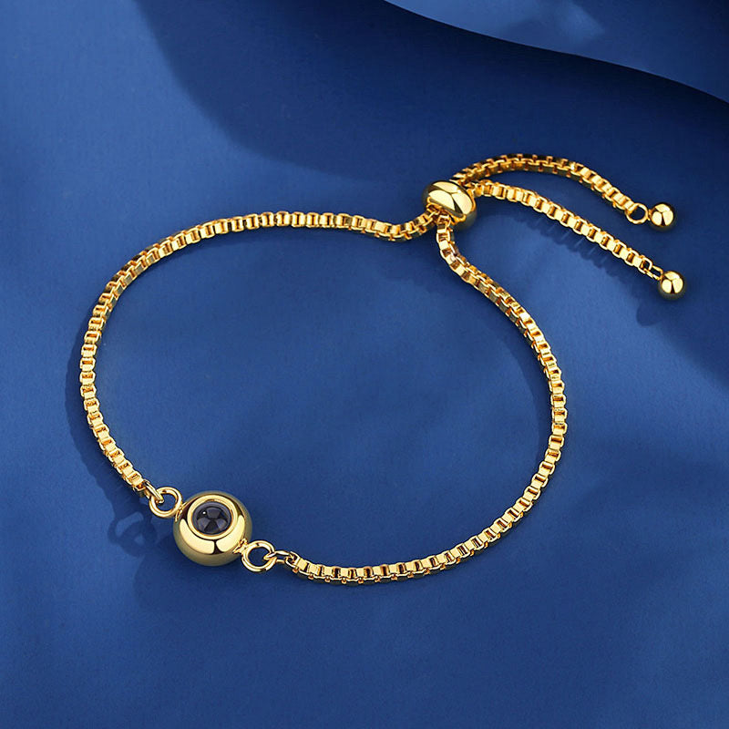 Stainless steel box chain photo projection bracelet