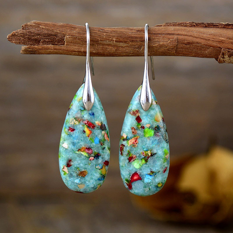 Bohemian natural stone sub-imperial stone drop earrings