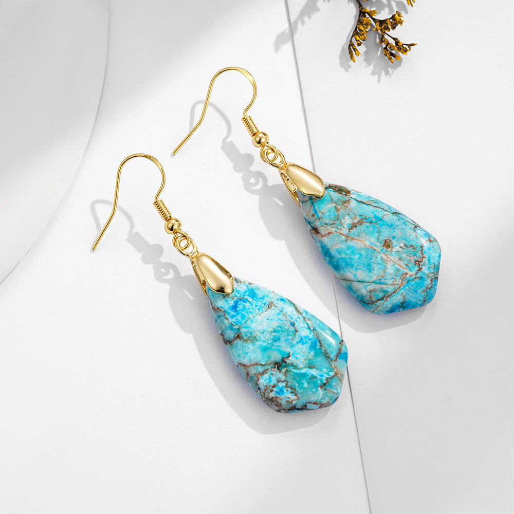 Bohemian ethnic style high-end lake blue light luxury earrings