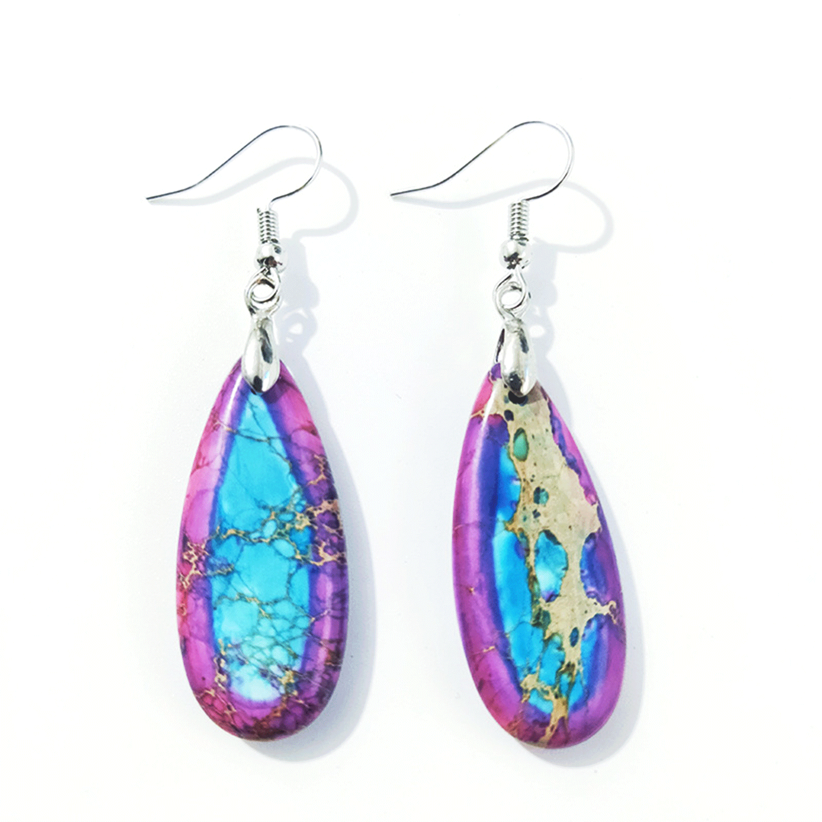 Colorful Emperor Stone Earrings Retro Style Drop Shape Earrings