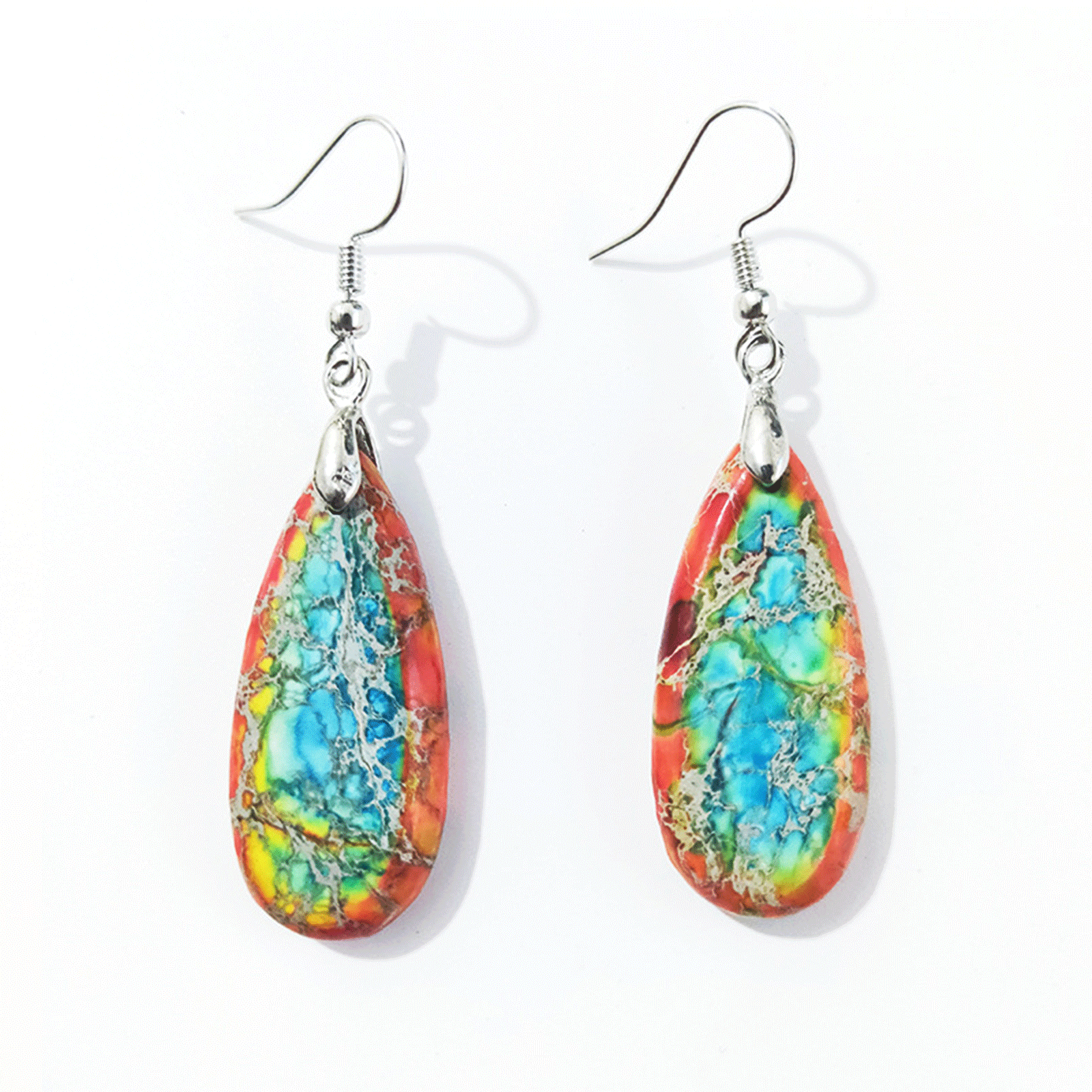 Colorful Emperor Stone Earrings Retro Style Drop Shape Earrings