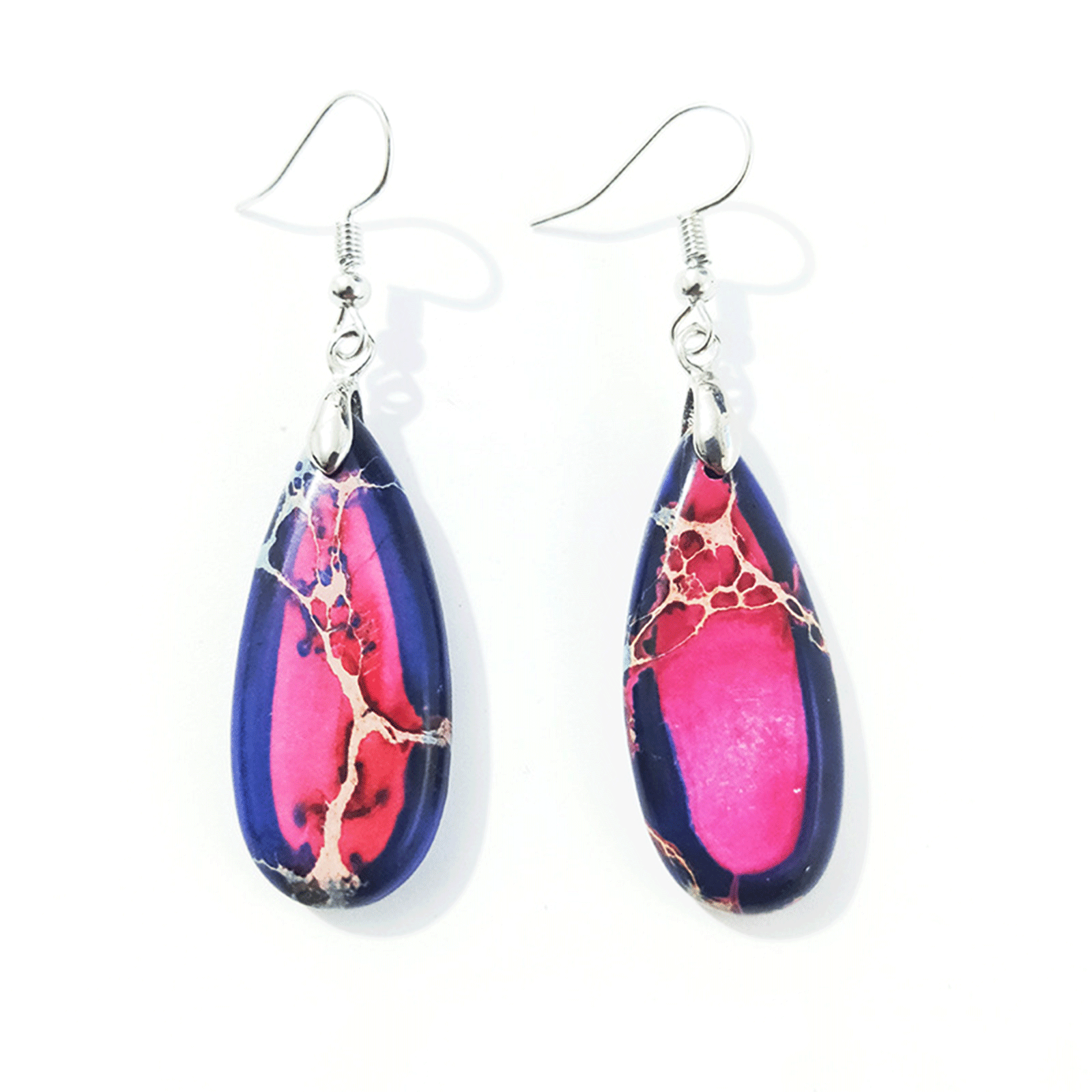 Colorful Emperor Stone Earrings Retro Style Drop Shape Earrings