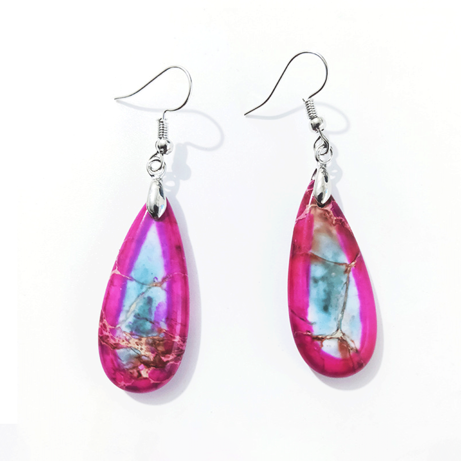 Colorful Emperor Stone Earrings Retro Style Drop Shape Earrings