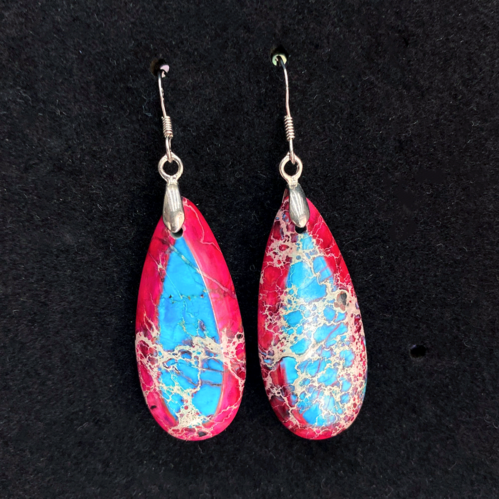 Natural stone turquoise earrings drop-shaped pendant