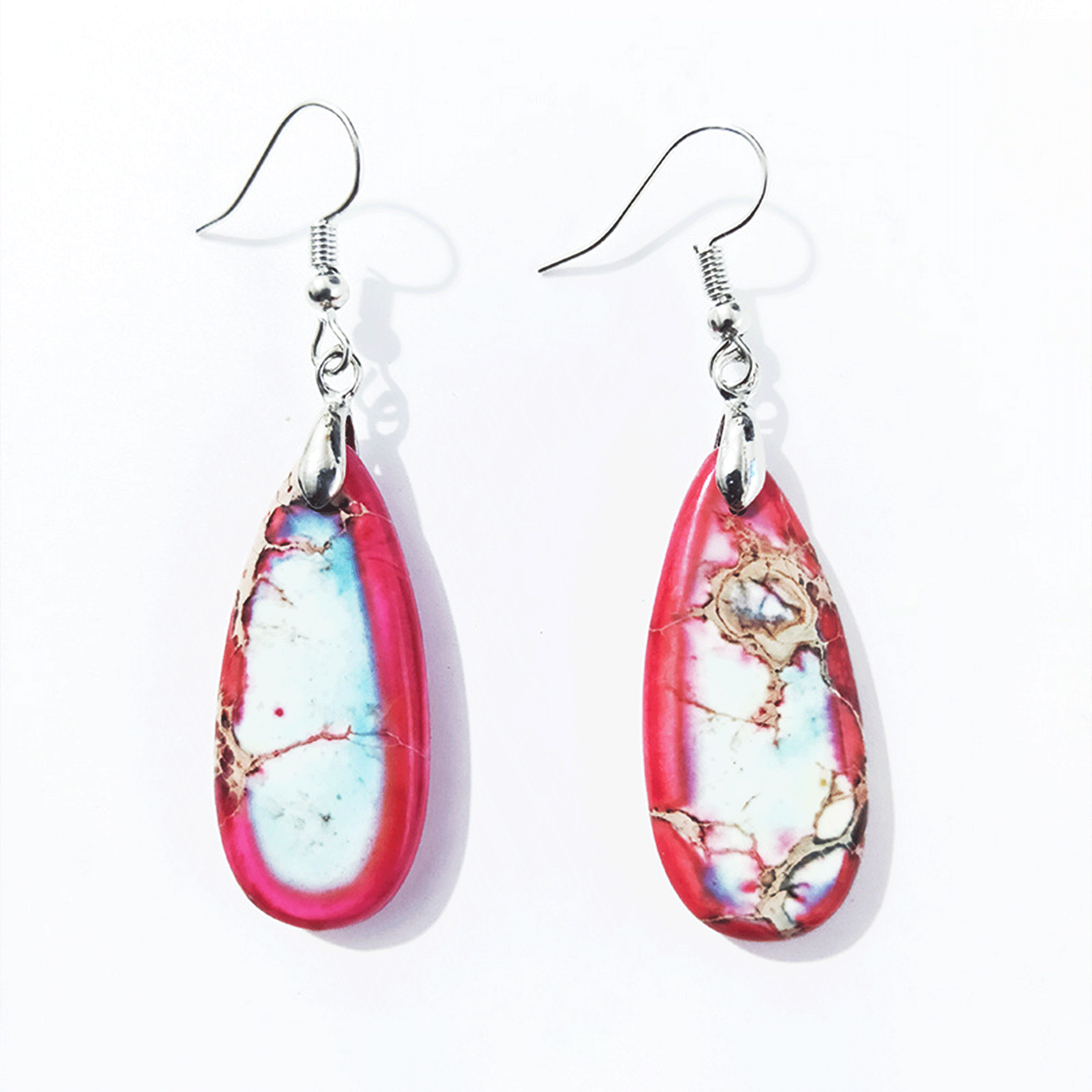 Colorful Emperor Stone Earrings Retro Style Drop Shape Earrings