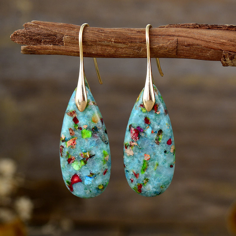 Bohemian natural stone sub-imperial stone drop earrings