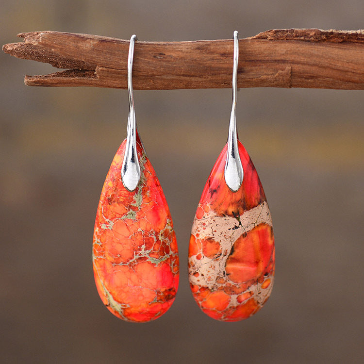 Bohemian natural stone sub-imperial stone drop earrings