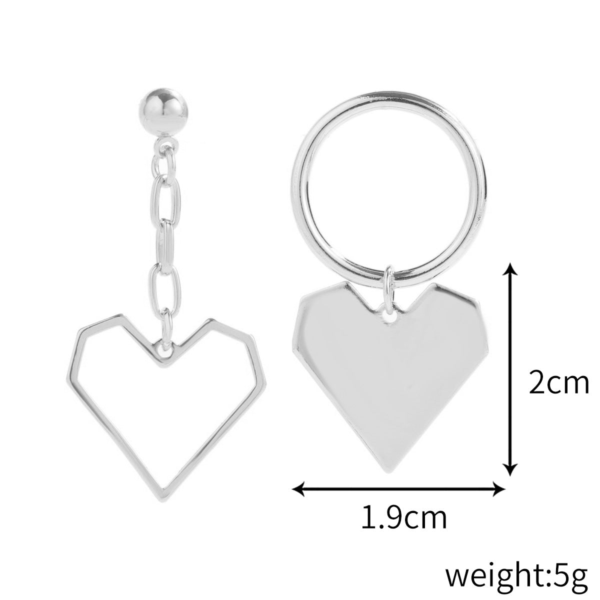 Premium Feeling Earrings Love Heart Silver Pin Earrings