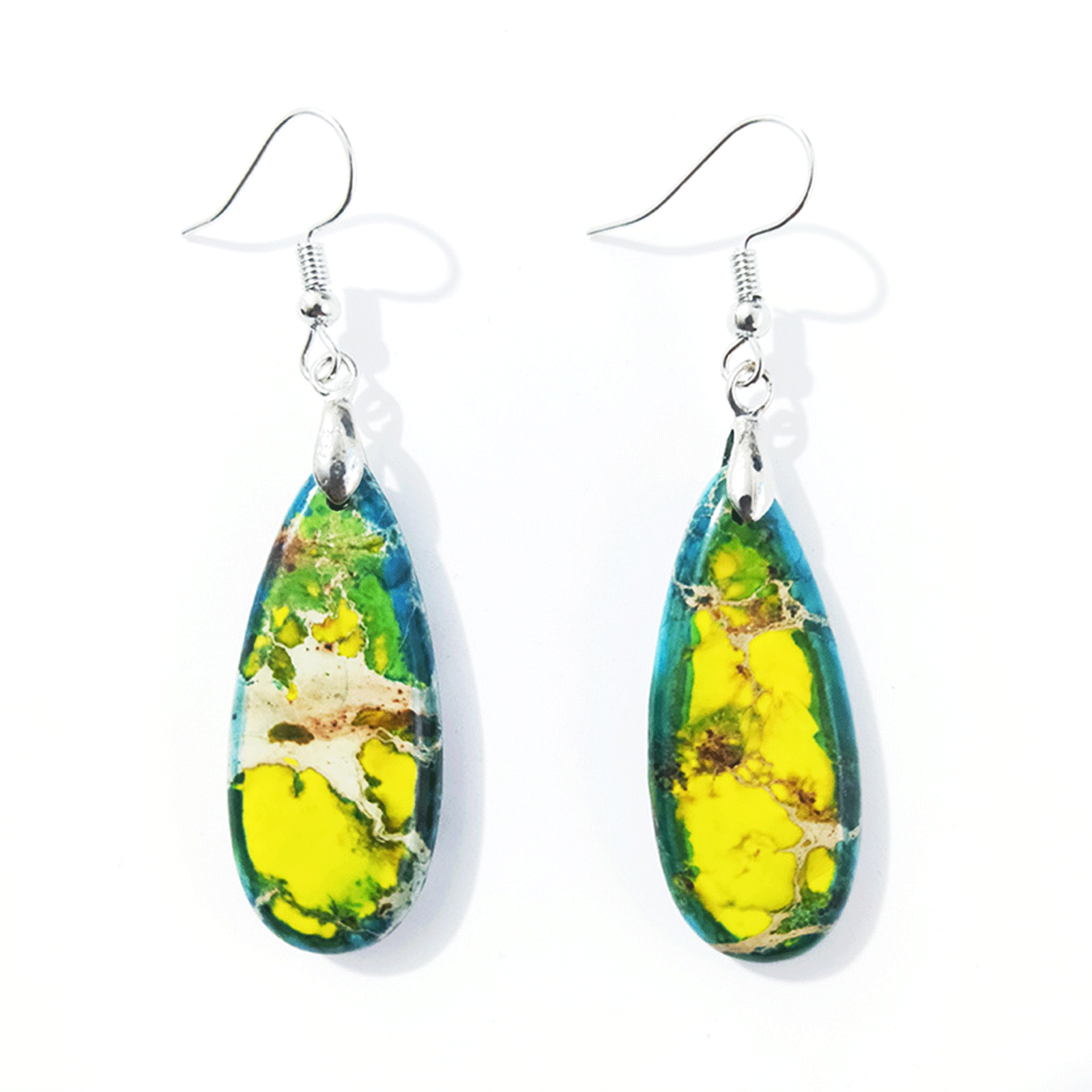 Colorful Emperor Stone Earrings Retro Style Drop Shape Earrings