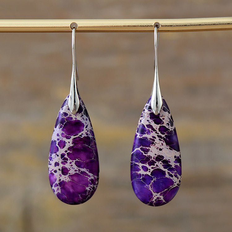 Bohemian natural stone sub-imperial stone drop earrings