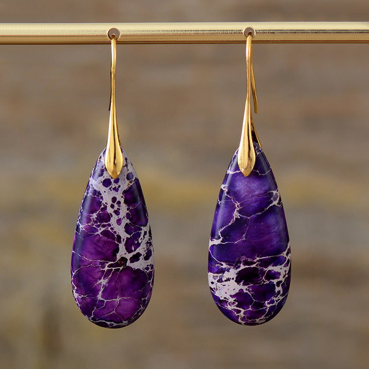 Bohemian natural stone sub-imperial stone drop earrings