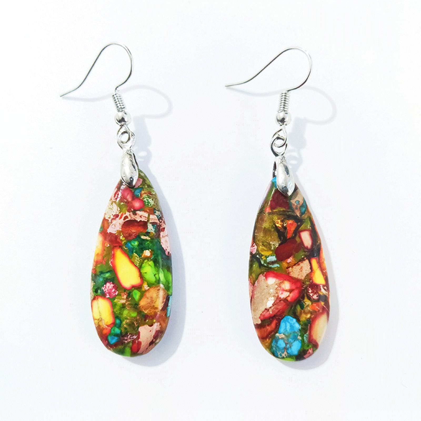 Colorful Emperor Stone Earrings Retro Style Drop Shape Earrings