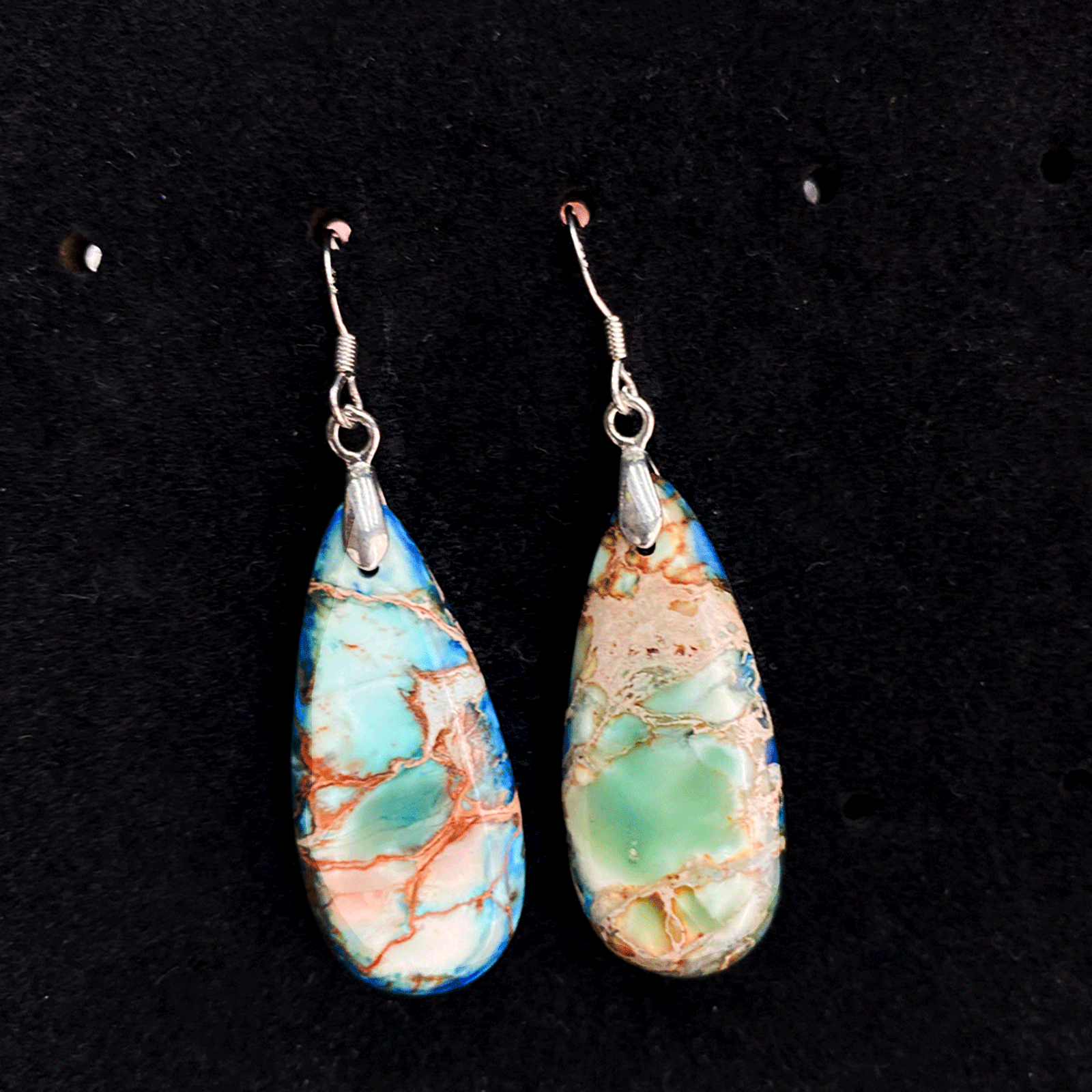 Natural stone turquoise earrings drop-shaped pendant