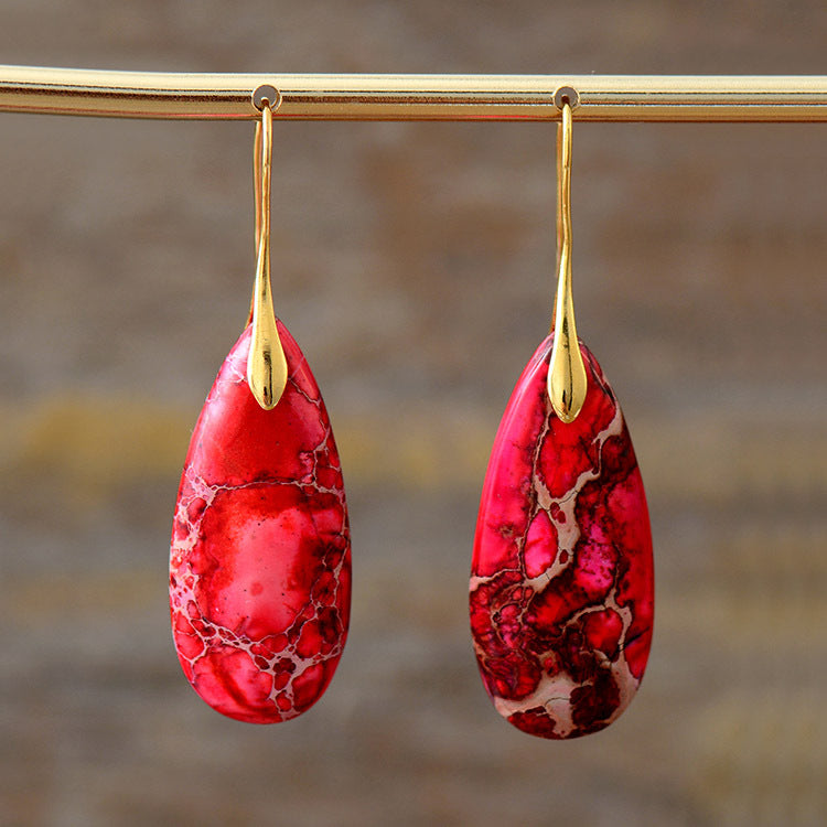 Bohemian natural stone sub-imperial stone drop earrings