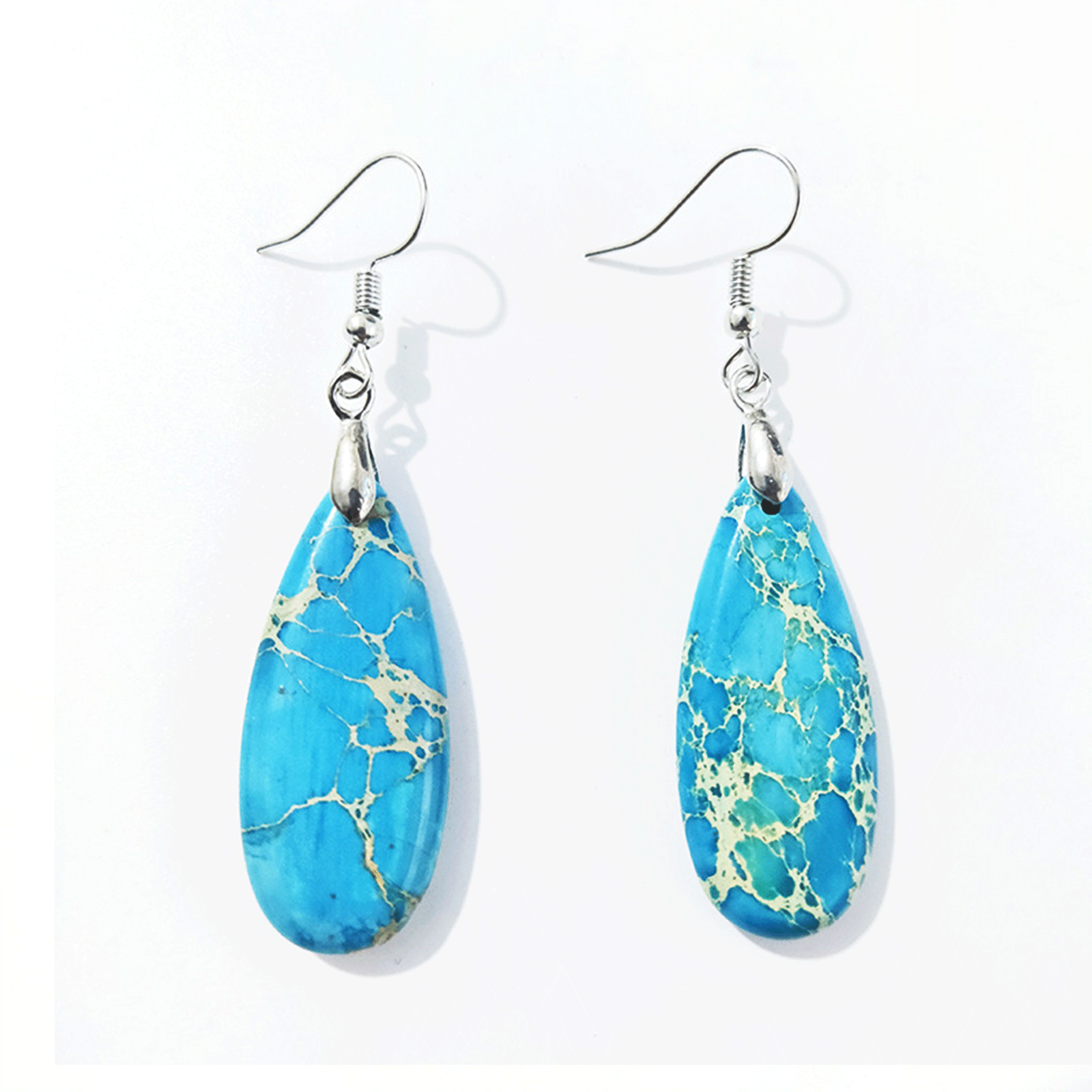 Colorful Emperor Stone Earrings Retro Style Drop Shape Earrings